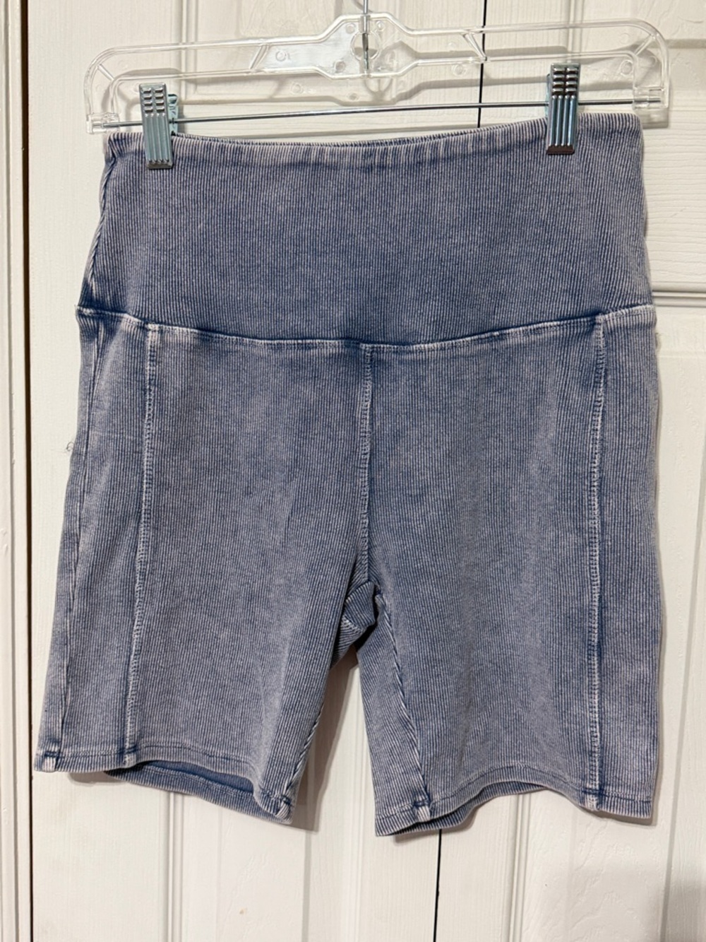 Le Lis Blue Ribbed Bike Shorts